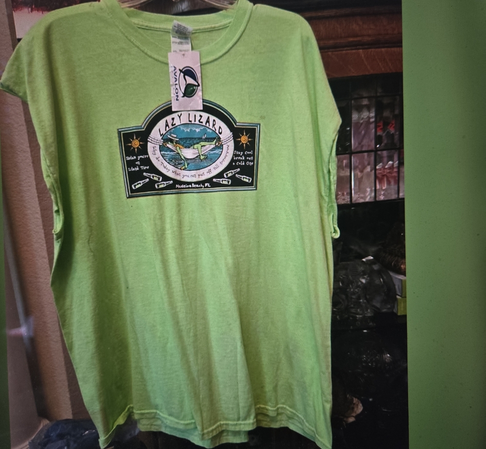 Gildan Lime Green 'Lazy Lizard' Graphic Tee - Womens Or Men's Short Sleeve
